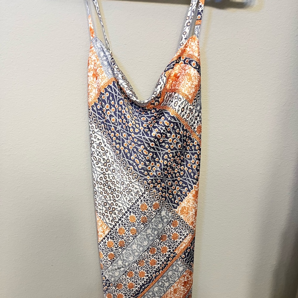 Floral designed cowl neck dress